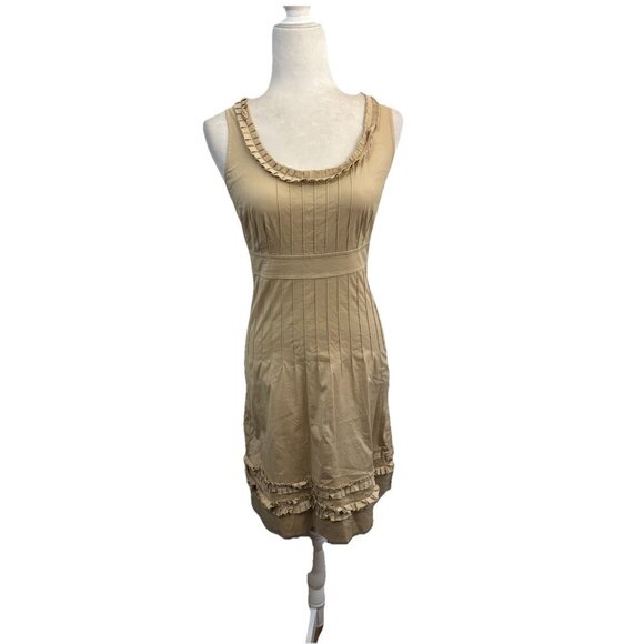 Tory Burch Tan Short Tiered Ruffle Dress Women Size 2 - Picture 1 of 13